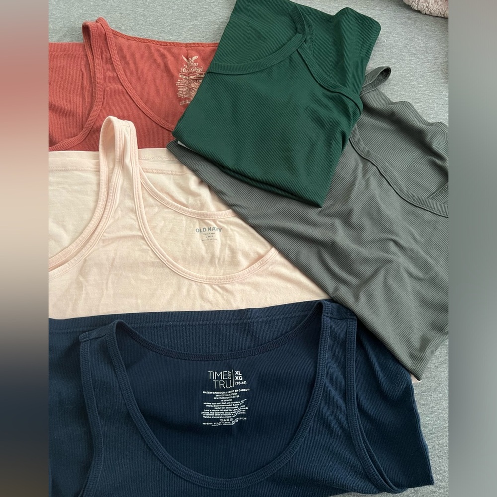 5 Tank tops, all new, some w/tags.